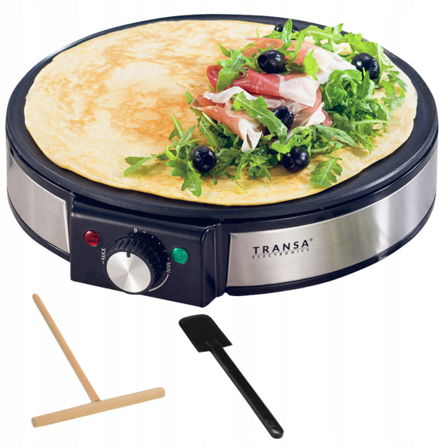 Naleśnikarka szybkie nagrzewanie termostat 30cm XXL duża MOC 1500W płyta do smażenia placków, powłoka nieprzywierająca, łopatka i szpatułka