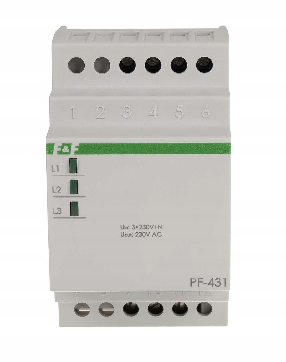 F&F automatyczny przełącznik FAZ PF-431 230V selektor fazowy do rozdzielnicy 16 a IP20