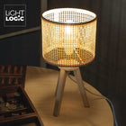 Lampka nocna stołowa LIGHTLOGIC LL VERNOK TL E14 bambus do LED boho eko lampa przyłóżkowa, abażur 16,5 cm, wysokość 31