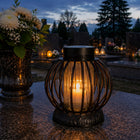 Znicz solarny kula czarna całodobowy LG73 na cmentarz ciepłe światło lampion nagrobny dekoracja grobu 24 cm