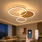 Lampa sufitowa LED plafon złoty 65cm 36W 5600LM 3 ringi pilot APP 3 barwy okrągła oprawa do salonu, sypialni i pokoju