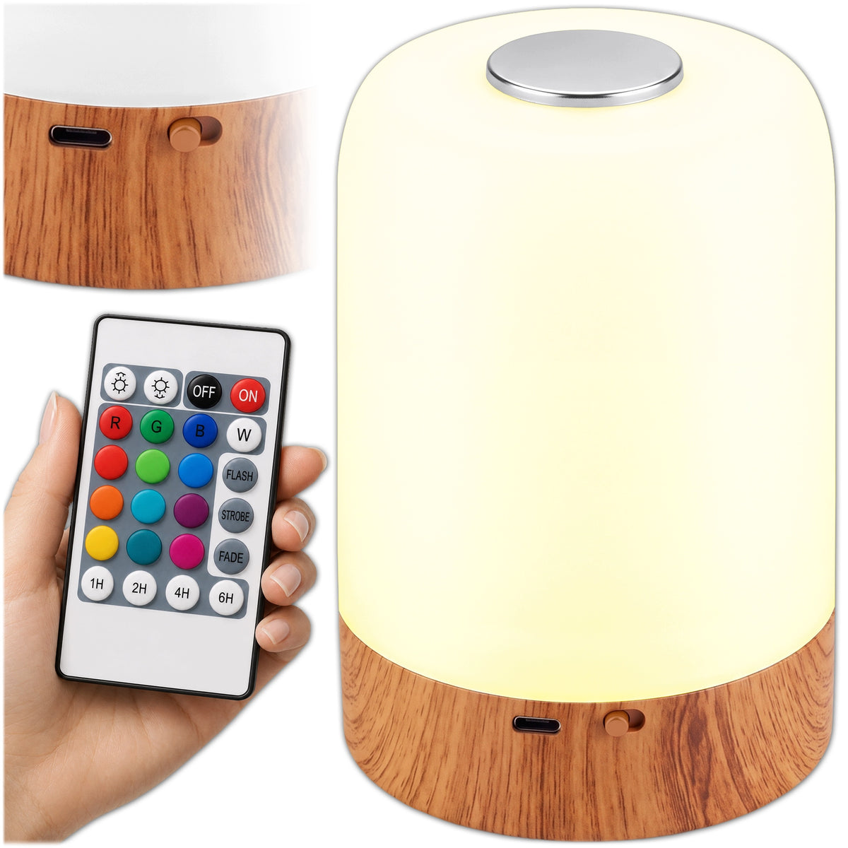 LAMPKA NOCNA LED NA BIURKO RGB 13 KOLORÓW DOTYKOWA PILOT USB-C BIURKOWA lampa stołowa do sypialni, akumulatorowa