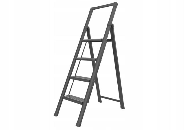 Drabina domowa biurowa 4 stopnie slim LOFTczarna drabest stal 150 kg