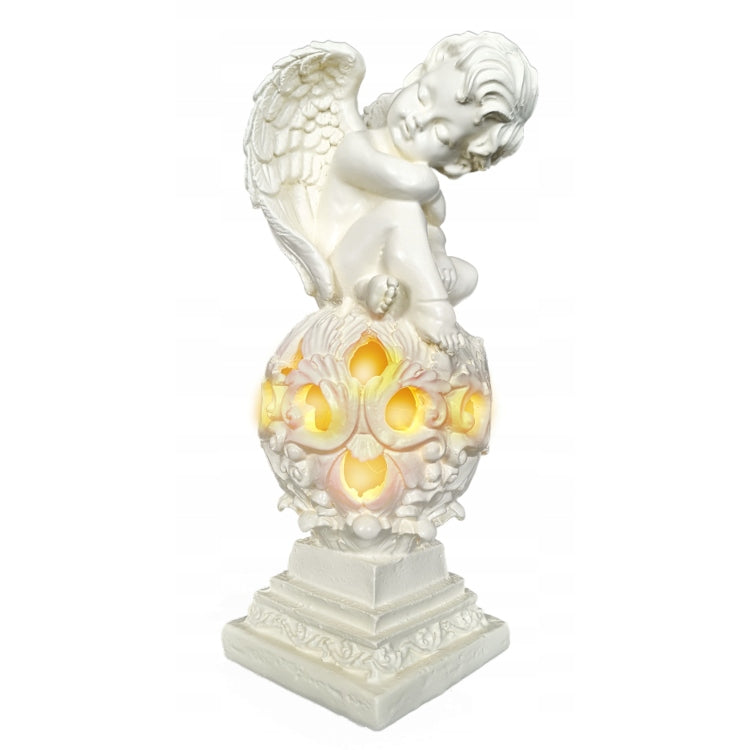 Solarny anioł LED aniołek 26 CM ogród taras kula dekoracja solar figurka świetlna, ozdoba zewnętrzna, biała lampka