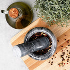 Moździerz granitowy kamienny kuchenny do ucierania przypraw pesto tłuczek rozdrabnianie ziół i czosnku, średnica 11 cm