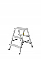 Drabina aluminiowa dwustronna 2x3 125 kg Drabest podest podnóżek schodki domowe, wysokość robocza 2,2 m, lekkie 1,8 kg