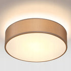 Lampa sufitowa taupe plafon tkanina 38cm oprawa do salonu i sypialni, beżowa metalowa, 1 punkt światła, gwint E27