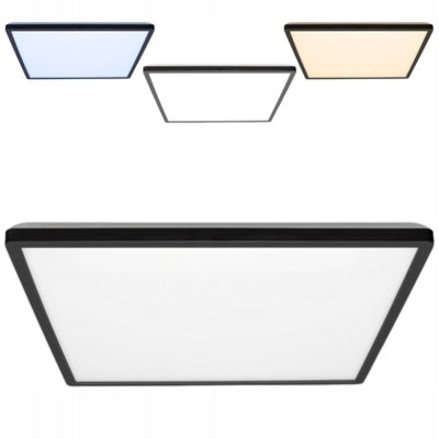 Plafon LED kwadrat 30x30cm 24W 3000-4000-6000K 2400lm zmienna barwa światła czarna lampa sufitowa do salonu, kuchni i