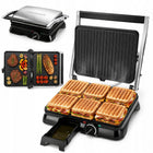 Grill elektryczny kontaktowy Panini 2000W 180° regulacja temperatury nominalna srebrny/szary
