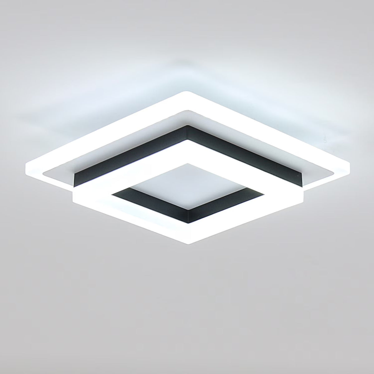 LAMPA SUFITOWA LED PLAFON PODTYNKOWY CZARNA KWADRAT NOWOCZESNY 24W 6500K oprawa metalowa do pokoju 1 punkt zintegrowane