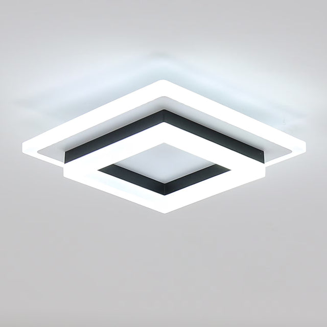 Lampa sufitowa LED plafon podtynkowy czarna kwadrat nowoczesny 24W 6500K oprawa metalowa do pokoju 1 punkt zintegrowane źródło światła