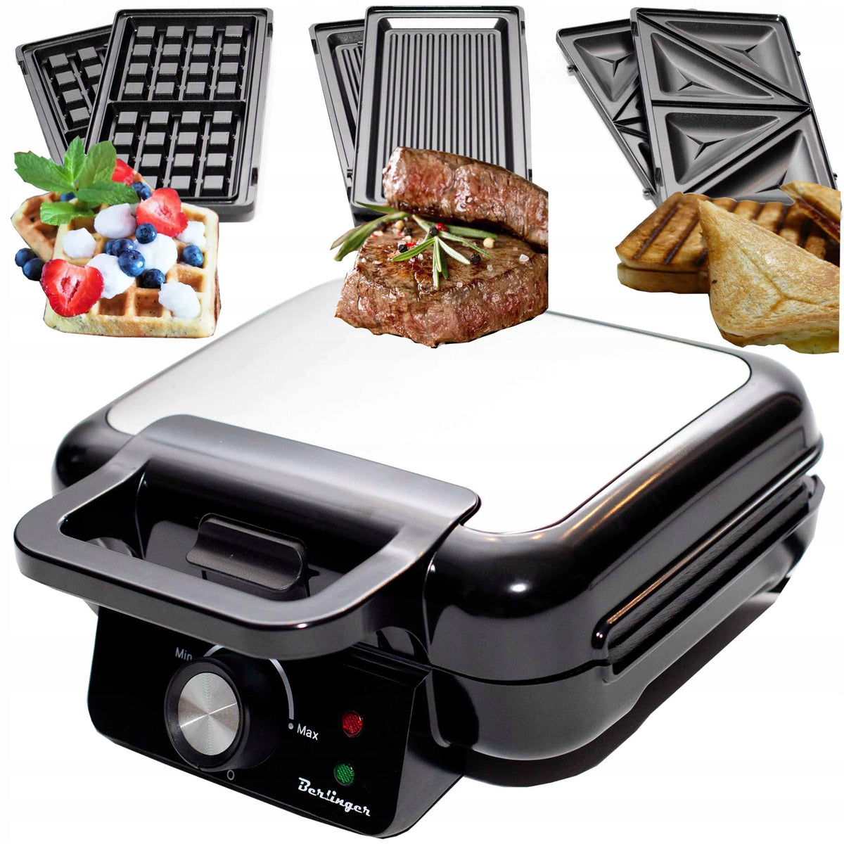 Gofrownica 3w1 – opiekacz, toster, grill, regulacja temperatury, wysoka moc nominalna czarny