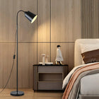 Lampa Stojąca Podłogowa Czarna Mat Regulowana 168cm E27 LED Włącznik Metal do salonu, sypialni, biura i jadalni