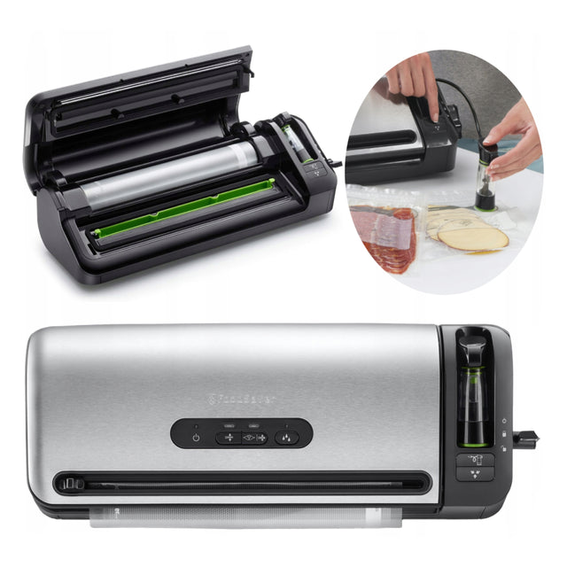 Zgrzewarka do Folii Pakowarka próżniowa do żywności z pompką FoodSaver hermetyczne zabezpieczanie produktów, 8 worków, 130 w, zgrzew 30 cm
