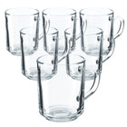 SZKLANKI DO HERBATY KAWY NAPOJÓW Z UCHEM ZESTAW 6szt SZKLANEK KOMPLET 240ml kubki szklane przezroczyste, można myć w