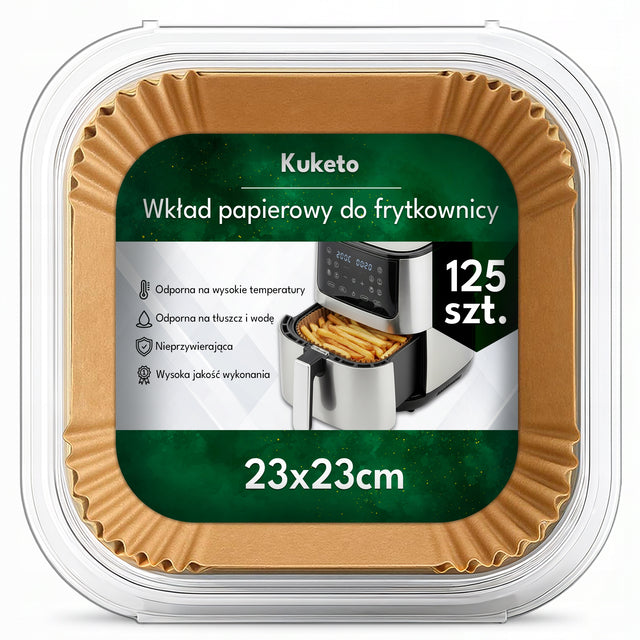 Wkład papierowy do frytkownicy beztłuszczowej do pieczenia AIR fryer 125szt papier do pieczenia 23 cm brązowy z 2 677 sztuk