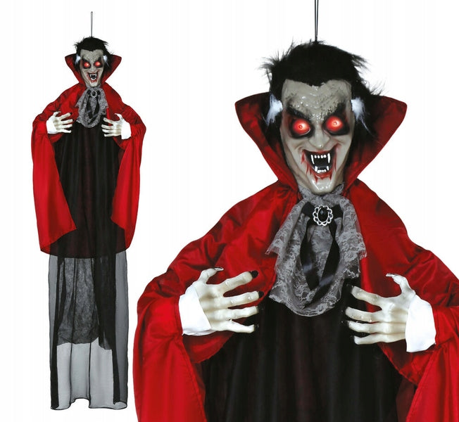 Dekoracja wisząca wampir hrabia drakula dźwięk śwatło ruch halloween upiór do domu strachów animowana ozdoba na imprezę