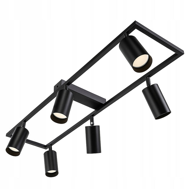 Lampa Sufitowa Oprawa Halogenowa wisząca LED 6x GU10 Ruchoma Kinkiet Czarna aluminiowa listwa oświetleniowa, wysokość 80 cm