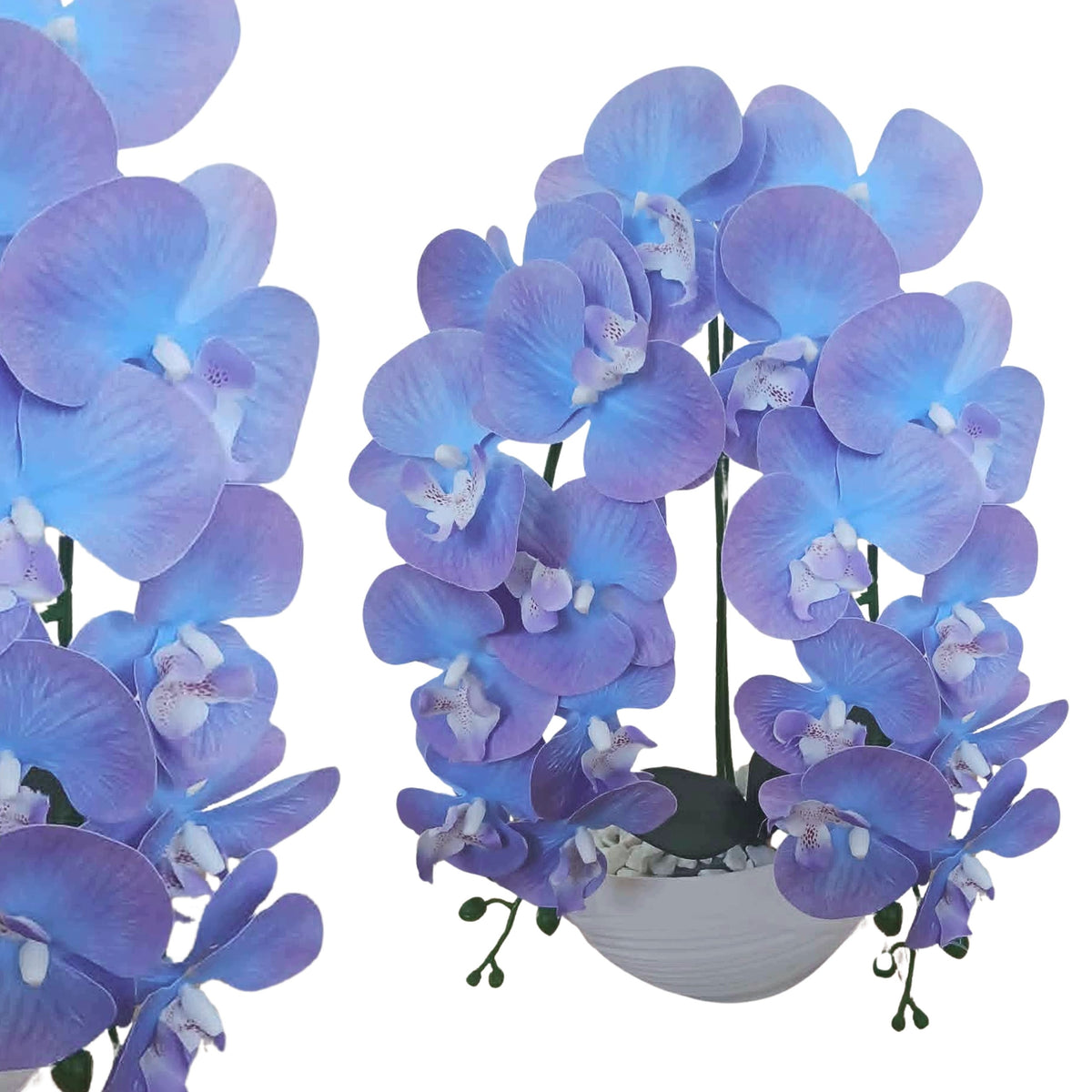 Sztuczny storczyk niebieski sztuczne kwiaty w doniczce prezent orchidea roślina ozdobna do salonu, dekoracja wnętrza