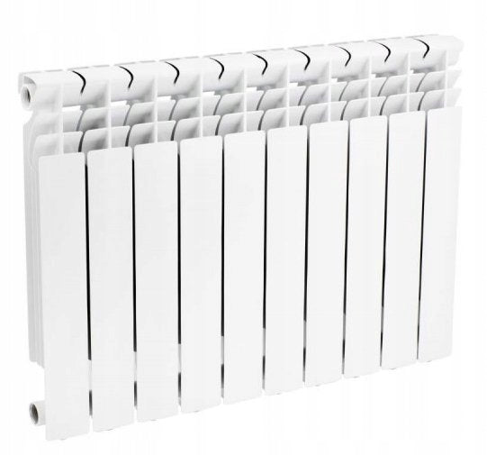 Grzejnik aluminiowy 10 żeberek - biały podłączenie boczne 700 mm 574 mm grzewcza