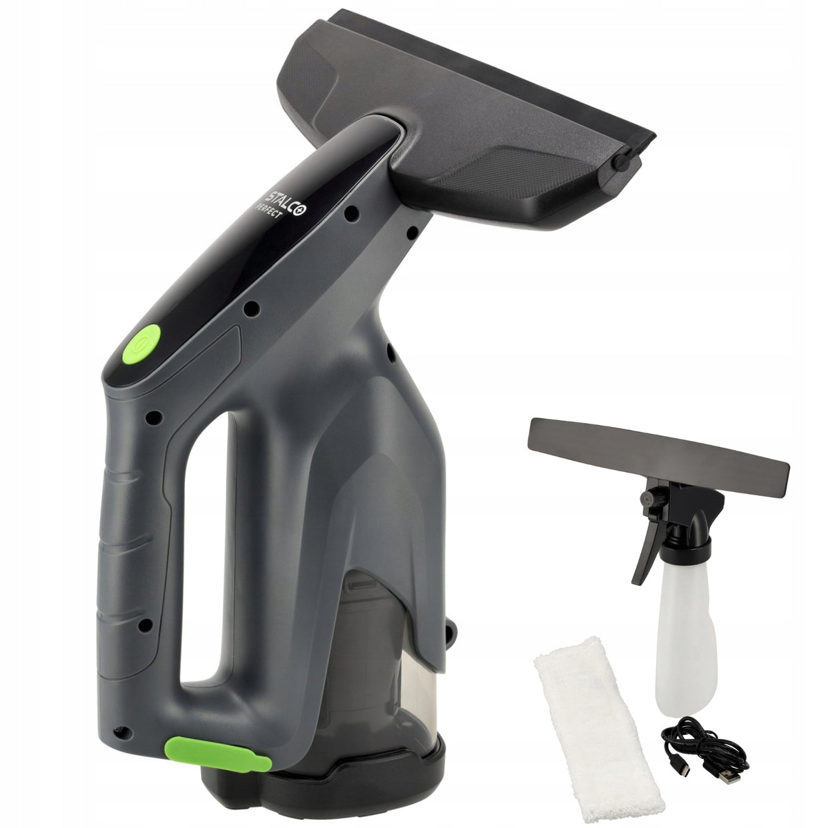 Stalco S051998892 myjka do szyb VWP100 komplet odkurzacz okienny, akumulatorowa ściągaczka, szerokość 28 cm, praca 25