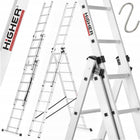 Drabina aluminiowa 3x9 wielofunkcyjna na schody higher 7,10m 150kg + rozstawna, przystawna, do malowania i prac