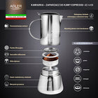 Kawiarka zaparzacz do kawy Espresso 6 filiżanek - 350ml stal nierdzewna moka, na indukcję, możliwość mycia w zmywarce