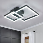 Lampa Sufitowa LED Żyrandol Czarny Kwadratowy Nowoczesny 36W 6500K oświetlenie do salonu i jadalni, 2 punkty światła