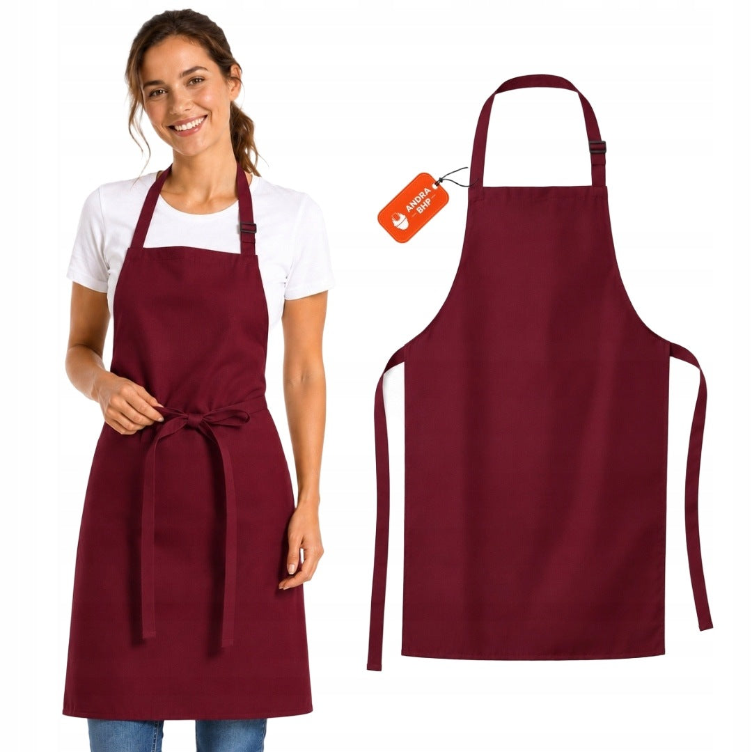 Fartuch bordowy regulowany kucharski gastronomiczny kelnerski 70 cm brązowy bawełna