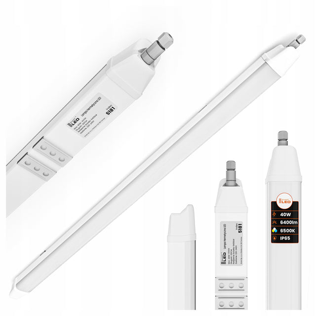 Lampa LED Oprawa Hermetyczna 120cm 40W 6400lm Do Garażu Warsztatu GW3L światło białe neutralne, oświetlenie techniczne, klasa ochronności III