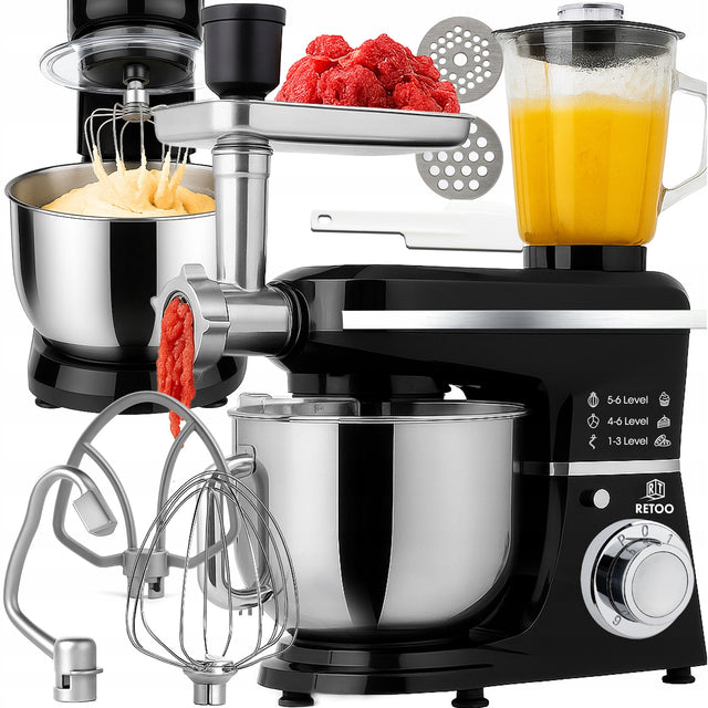 Robot kuchenny planetarny z misą blender maszynka do mięsa mikser 5w1 3200W nominalna czarny