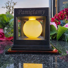 Znicz solarny LED lampion na grób statuetka cmentarz znicze złoty lampka nagrobna, dekoracja pomnika, wysokość 14 cm