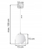 Lampa wisząca sufitowa żyrandol srebrny chrom biała kula do łazienki kuchni oprawa oświetleniowa metalowa E14 40W