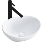 Umywalka nablatowa mała biała okrągła owalna REA sofia mini white 35 cm ceramiczna misa łazienkowa bez otworu na baterię