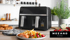 Frytkownica beztłuszczowa dwukomorowa 9l AIR fryer 2600W 8 trybów wifi czarny