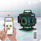 16 linii poziomica laserowa professional 4D cross laser zestaw 2X AKU niwelator budowlany, zielona wiązka 360° do ścian