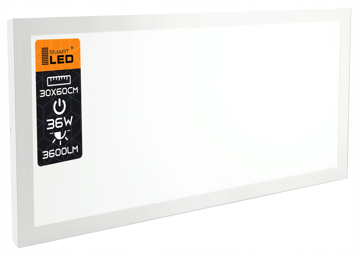 Panel LED natynkowy plafon sufitowy 30 x 60 cm 36W lampa sufitowa ledowa oprawa oświetleniowa biała, zintegrowane