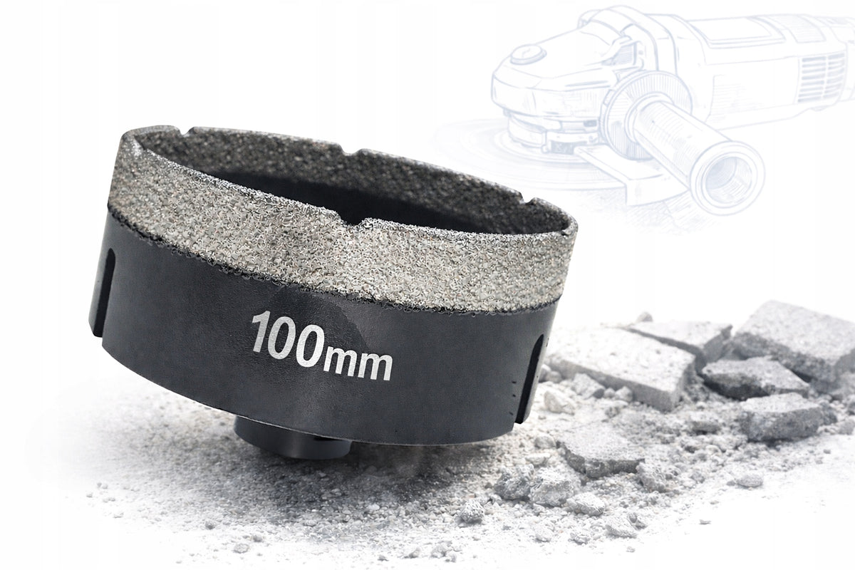 OTWORNICA DIAMENTOWA WIERTŁO DIAMENTOWE 100MM KORONKA M14 GRES GLAZURA PRO do betonu, cegły, ceramiki, kamienia i płyt