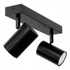 Oprawa Halogenowa 2X GU10 Lampa Sufitowa Natynkowa Ruchoma SPOT Kinkiet czarna prostokątna listwa z reflektorami do