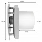 Wentylator łazienkowy 120 MM S srebrny klapa zwrotna cichy ścienny 230V do wentylacji pomieszczeń, wyciąg powietrza