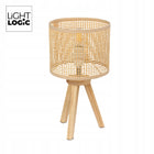 Lampka nocna stołowa LIGHTLOGIC LL VERNOK TL E14 bambus do LED boho eko lampa przyłóżkowa, abażur 16,5 cm, wysokość 31