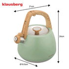 Czajnik z Gwizdkiem 2,5l klausberg KB-9039 Indukcja Gaz Drewniany Styl kettle stalowy do gotowania wody, zielony
