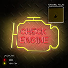 Neon plexi LED check engine żółto czerwony NNE21 Neolia szyld motoryzacyjny, dekoracja do warsztatu, kontrolka silnika