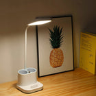 Lampka biurkowa 3w1 piórnik ładowarka telefonu USB lamka szkolna lampa LED ściemniana akumulatorowa 40 cm organizer na