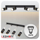Lampa sufitowa LED szyna SPOT oprawa halogenowa 4x GU10 TUBA CZARNA złota reflektor kierunkowy do salonu i kuchni