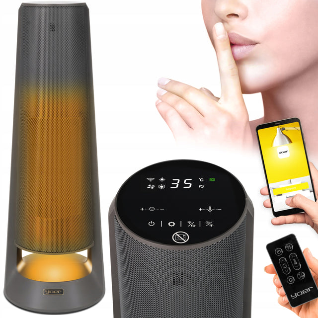 Termowentylator Yoer Farelka Cichy 2000W +Timer +3Tryby +Energooszczędny maksymalna srebrny/szary