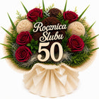 Prezent na 25 40 50 Rocznicę Ślubu Bukiet z ręczników Kwiaty Róże Mydlane komplet 2 szt. 50x100 cm tekstylia łazienkowe