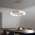 Lampa LED elegancka białe kule nowoczesna złota wisząca duża do salonu 62cm oprawa sufitowa metalowa z wbudowanym