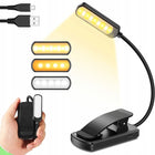 LAMPKA DO CZYTANIA KSIĄŻEK Z KLIPSEM NOCNA 8 LED USB BEZPRZEWODOWA AKU oświetlenie biurkowe, nauka, praca, czarna
