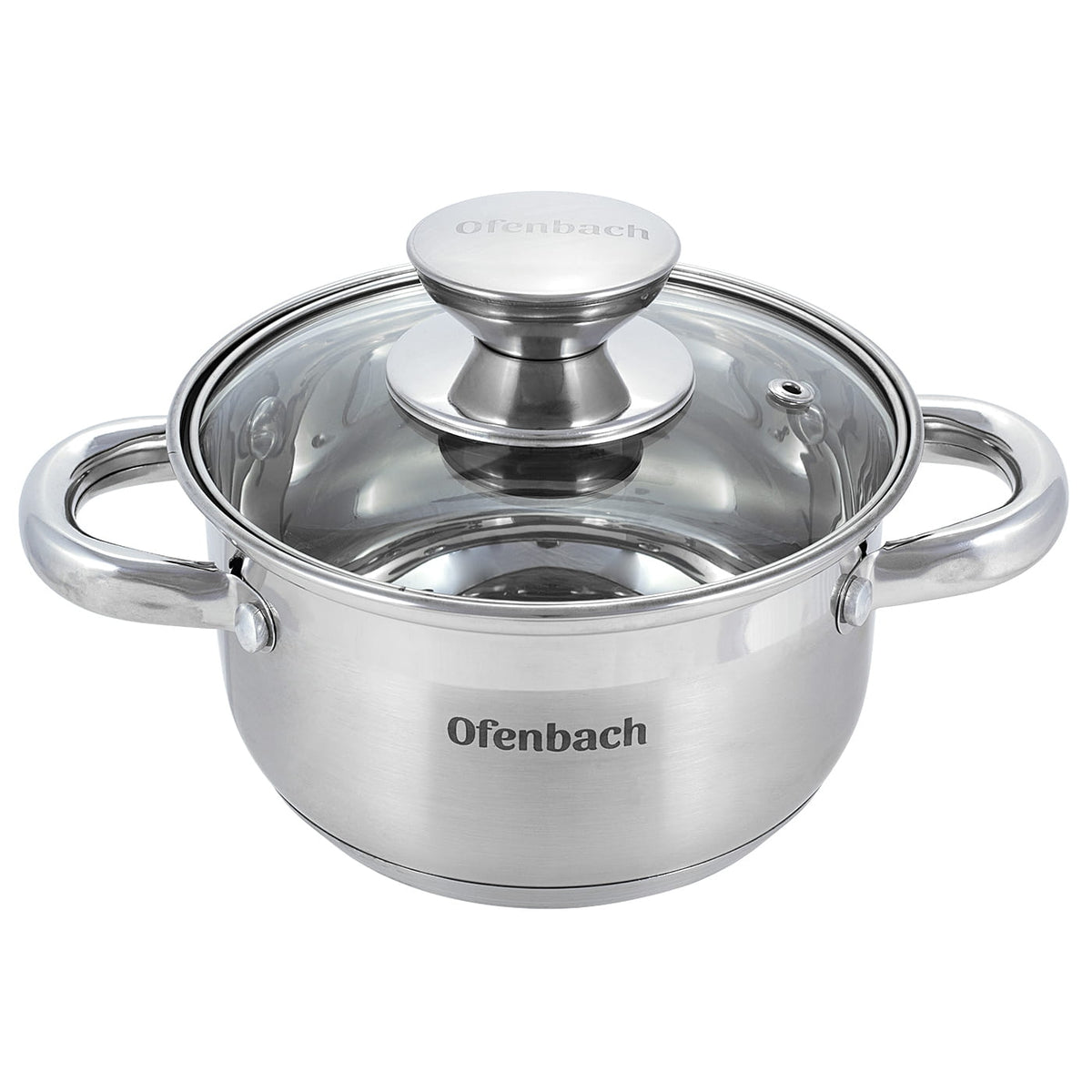 Garnek ze stali nierdzewnej z pokrywką 1L indukcja gaz OFENBACH rondel 14 cm powłoka ceramiczna do sosów i podgrzewania